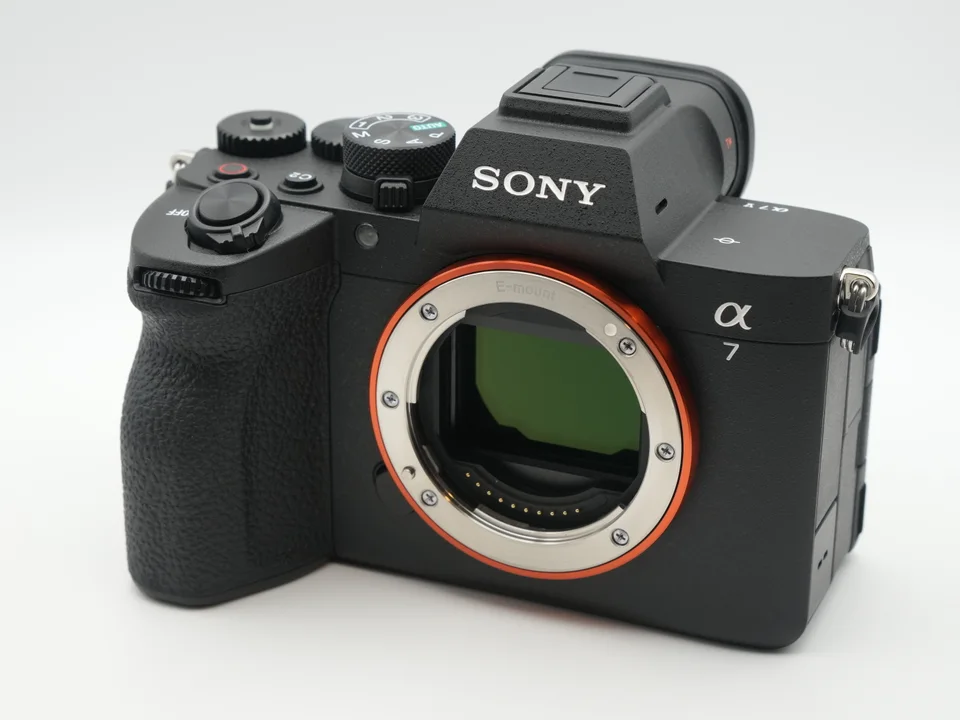 Sony a7 V camera body photographed in a light box with its sensor exposed
